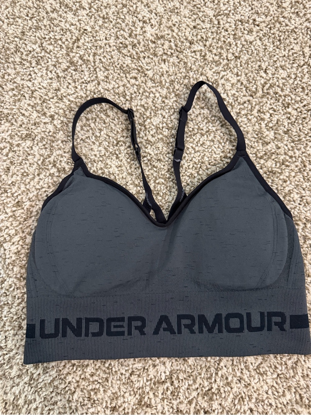Under Armour Dark Gray Seamless Sports Bra with Logo Band